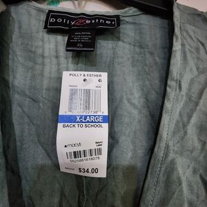 Polly & Esther Juniors' Knot-Front Dolman-Sleeved Blouse Green Size X-Large